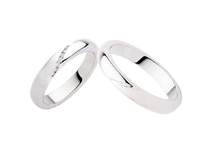WHITE GOLD PAIR OF WEDDING RINGS WITH DIAMONDS SCINTILLE POLELLO 2145 DB - 2145 UB